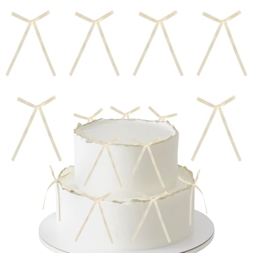 30 Stück weiße Schleifen Kuchendekorationen, Schleifen Dekorationen für Geburtstag, Hochzeit, Jahrestag, Babyparty, Kuchendekorationen, beige Schleifen für Geschenkverpackungen 30 Stück weiße Schleifen Kuchendekorationen, Schleifen Dekorationen für Geburtstag, Hochzeit, Jahrestag, Babyparty, Kuchendekorationen, beige Schleifen für Geschenkverpackungen von mciskin