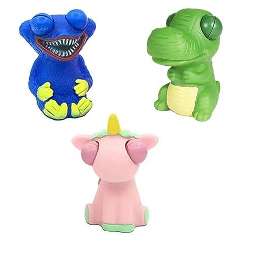 3Pcs Lustige Popping Out Augen Squeeze Spielzeug，Lustiger Dinosaurier, Einhorn,Pop Pinch Stress Squeeze Spielzeug für Erwachsene und Kinder von mciskin