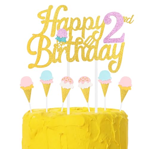 Eiscreme-Geburtstagskuchenaufsätze, bunte Kuchendekoration zum 2nd Geburtstag, Mädchen Jungen 2nd Geburtstag Dekorationen,Eiscreme-Kuchen Cupcake Dekorationen, Eiscreme Thema Kuchen CupcakeTopper Eiscreme-Geburtstagskuchenaufsätze, bunte Kuchendekoration zum 2nd Geburtstag, Mädchen Jungen 2nd Geburtstag Dekorationen,Eiscreme-Kuchen Cupcake Dekorationen, Eiscreme Thema Kuchen CupcakeTopper von mciskin