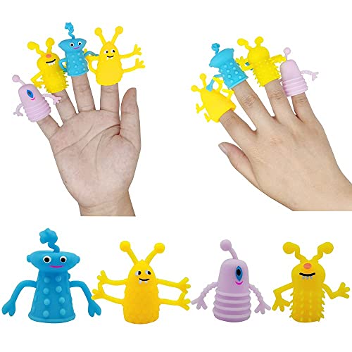 Fingerpuppen für Kinder, 8pcs Fingerpuppen Set Ungiftig Monster Fingerpuppen Scary Monster Spielzeug Fingerpuppen Leucht, Stressabbau, Angstspielzeug für Kinder und Erwachsene, Zufällige Farbe von mciskin