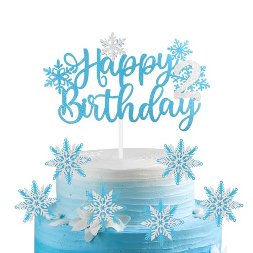Gefrorene Kuchen Toppers, Gefrorene 2nd Geburtstag Kuchen Toppers, Gefrorene Party Dekoration für Mädchen Jungen 2nd Geburtstag Dekor, Blaue Schneeflocke Kuchen Toppers für Geburtstag Kuchen Dekor Gefrorene Kuchen Toppers, Gefrorene 2nd Geburtstag Kuchen Toppers, Gefrorene Party Dekoration für Mädchen Jungen 2nd Geburtstag Dekor, Blaue Schneeflocke Kuchen Toppers für Geburtstag Kuchen Dekor von mciskin