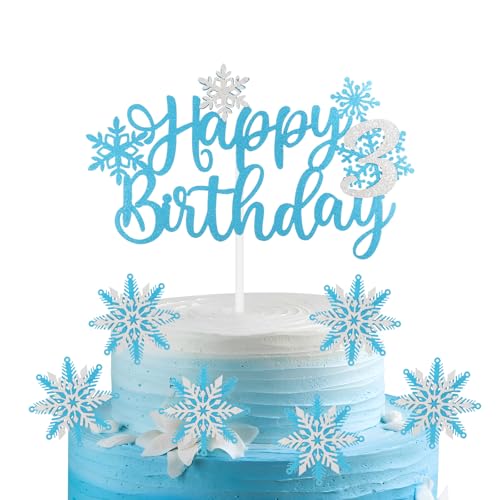 Gefrorene Kuchen Toppers, Gefrorene 3rd Geburtstag Kuchen Toppers, Gefrorene Party Dekoration für Mädchen Jungen 3rd Geburtstag Dekor, Blaue Schneeflocke Kuchen Toppers für Geburtstag Kuchen Dekor Gefrorene Kuchen Toppers, Gefrorene 3rd Geburtstag Kuchen Toppers, Gefrorene Party Dekoration für Mädchen Jungen 3rd Geburtstag Dekor, Blaue Schneeflocke Kuchen Toppers für Geburtstag Kuchen Dekor von mciskin