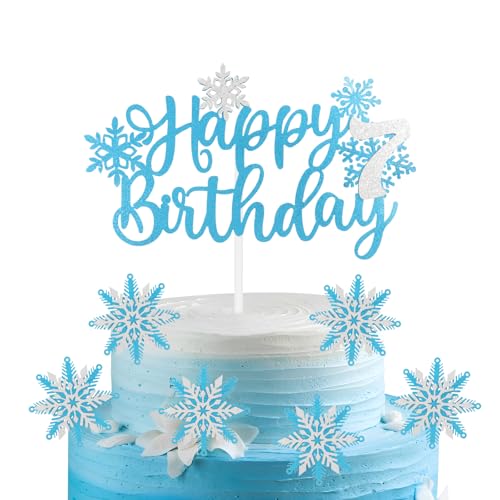 Gefrorene Kuchen Toppers, Gefrorene 7th Geburtstag Kuchen Toppers, Gefrorene Party Dekoration für Mädchen Jungen 7th Geburtstag Dekor, Blaue Schneeflocke Kuchen Toppers für Geburtstag Kuchen Dekor Gefrorene Kuchen Toppers, Gefrorene 7th Geburtstag Kuchen Toppers, Gefrorene Party Dekoration für Mädchen Jungen 7th Geburtstag Dekor, Blaue Schneeflocke Kuchen Toppers für Geburtstag Kuchen Dekor von mciskin