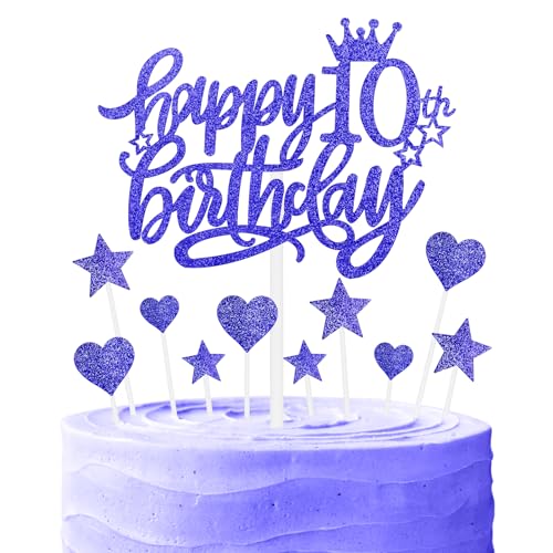 Nachtfall Geburtstag Kuchen Cupcake Toppers, Glitter Kuchen Toppers, Royal Blue Happy 10th Geburtstag Kuchen Toppers, Kuchen Cupcake Topper für Mädchen Jungen 10th Geburtstag Kuchen Dekorationen Nachtfall Geburtstag Kuchen Cupcake Toppers, Glitter Kuchen Toppers, Royal Blue Happy 10th Geburtstag Kuchen Toppers, Kuchen Cupcake Topper für Mädchen Jungen 10th Geburtstag Kuchen Dekorationen von mciskin