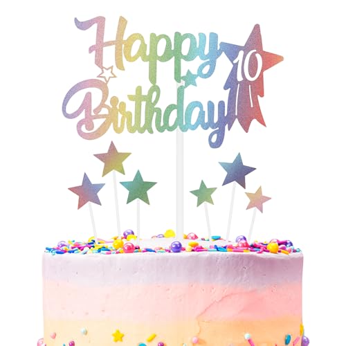 Regenbogen Geburtstagskuchen Dekoration, Nummer 10 Regenbogen Kuchen Topper, jede Feiertag und Party Kuchen Farbe Dekoration, Geburtstagsfeier Dekoration für Jungen und Mädchen Regenbogen Geburtstagskuchen Dekoration, Nummer 10 Regenbogen Kuchen Topper, jede Feiertag und Party Kuchen Farbe Dekoration, Geburtstagsfeier Dekoration für Jungen und Mädchen von mciskin