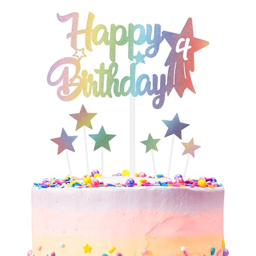 Regenbogen Geburtstagskuchen Dekoration, Nummer 4 Regenbogen Kuchen Topper, jede Feiertag und Party Kuchen Farbe Dekoration, Geburtstagsfeier Dekoration für Jungen und Mädchen Regenbogen Geburtstagskuchen Dekoration, Nummer 4 Regenbogen Kuchen Topper, jede Feiertag und Party Kuchen Farbe Dekoration, Geburtstagsfeier Dekoration für Jungen und Mädchen von mciskin