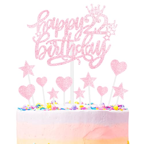Rosa Alles Gute zum 22th Geburtstag Kuchenaufsatz, Mädchen und Damen 22th Geburtstagsdekorationen, Rosa 22th Kuchen Cupcake Aufsatz für Kuchen, Glitzer Rosa 22 Jahre alt Kuchen Dekoration Rosa Alles Gute zum 22th Geburtstag Kuchenaufsatz, Mädchen und Damen 22th Geburtstagsdekorationen, Rosa 22th Kuchen Cupcake Aufsatz für Kuchen, Glitzer Rosa 22 Jahre alt Kuchen Dekoration von mciskin