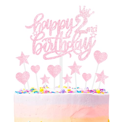Rosa Alles Gute zum 2nd Geburtstag Kuchenaufsatz, Mädchen und Damen 2nd Geburtstagsdekorationen, Rosa 2nd Kuchen Cupcake Aufsatz für Kuchen, Glitzer Rosa 2 Jahre alt Kuchen Dekoration Rosa Alles Gute zum 2nd Geburtstag Kuchenaufsatz, Mädchen und Damen 2nd Geburtstagsdekorationen, Rosa 2nd Kuchen Cupcake Aufsatz für Kuchen, Glitzer Rosa 2 Jahre alt Kuchen Dekoration von mciskin