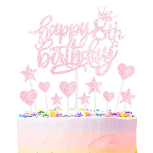 Rosa Alles Gute zum 8th Geburtstag Kuchenaufsatz, Mädchen und Damen 8th Geburtstagsdekorationen, Rosa 8th Kuchen Cupcake Aufsatz für Kuchen, Glitzer Rosa 8 Jahre alt Kuchen Dekoration Rosa Alles Gute zum 8th Geburtstag Kuchenaufsatz, Mädchen und Damen 8th Geburtstagsdekorationen, Rosa 8th Kuchen Cupcake Aufsatz für Kuchen, Glitzer Rosa 8 Jahre alt Kuchen Dekoration von mciskin