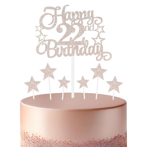 Roségoldener Geburtstagskuchenaufsatz, festliche und jede Party Nummer 22, Kuchendekoration, für Mann und Frau, Geburtstagsdekoration Roségoldener Geburtstagskuchenaufsatz, festliche und jede Party Nummer 22, Kuchendekoration, für Mann und Frau, Geburtstagsdekoration von mciskin