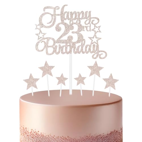 Roségoldener Geburtstagskuchenaufsatz, festliche und jede Party Nummer 23, Kuchendekoration, für Mann und Frau, Geburtstagsdekoration Roségoldener Geburtstagskuchenaufsatz, festliche und jede Party Nummer 23, Kuchendekoration, für Mann und Frau, Geburtstagsdekoration von mciskin
