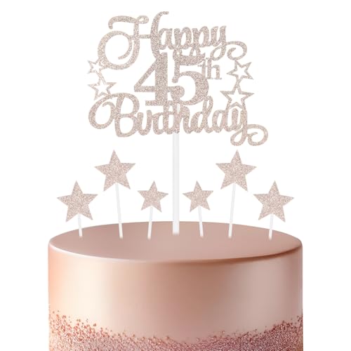 Roségoldener Geburtstagskuchenaufsatz, festliche und jede Party Nummer 45, Kuchendekoration, für Mann und Frau, Geburtstagsdekoration Roségoldener Geburtstagskuchenaufsatz, festliche und jede Party Nummer 45, Kuchendekoration, für Mann und Frau, Geburtstagsdekoration von mciskin