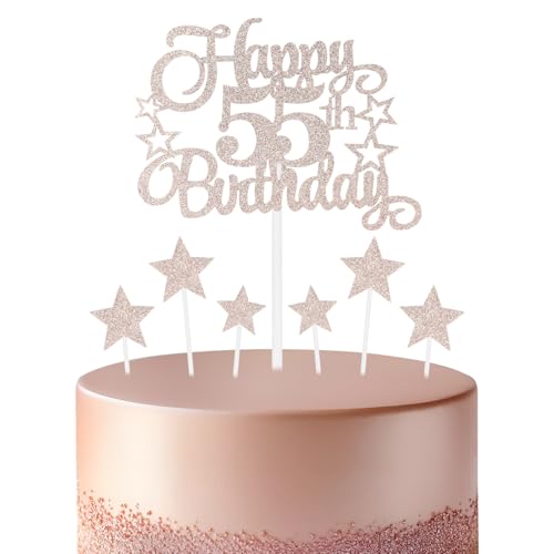 Roségoldener Geburtstagskuchenaufsatz, festliche und jede Party Nummer 55, Kuchendekoration, für Mann und Frau, Geburtstagsdekoration Roségoldener Geburtstagskuchenaufsatz, festliche und jede Party Nummer 55, Kuchendekoration, für Mann und Frau, Geburtstagsdekoration von mciskin