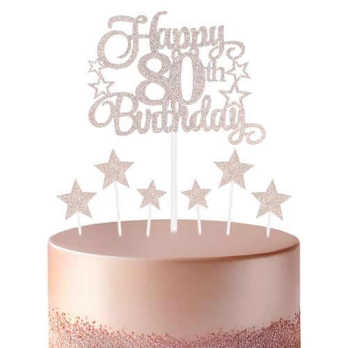 Roségoldener Geburtstagskuchenaufsatz, festliche und jede Party Nummer 80, Kuchendekoration, für Mann und Frau, Geburtstagsdekoration Roségoldener Geburtstagskuchenaufsatz, festliche und jede Party Nummer 80, Kuchendekoration, für Mann und Frau, Geburtstagsdekoration von mciskin