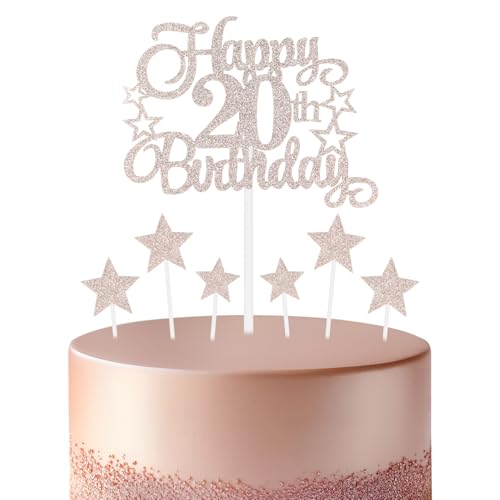 Rotgoldener Geburtstagskuchenaufsatz, festliche und jede Party Nummer 20, Kuchendekoration, für Mann und Frau, Geburtstagsdekoration Rotgoldener Geburtstagskuchenaufsatz, festliche und jede Party Nummer 20, Kuchendekoration, für Mann und Frau, Geburtstagsdekoration von mciskin