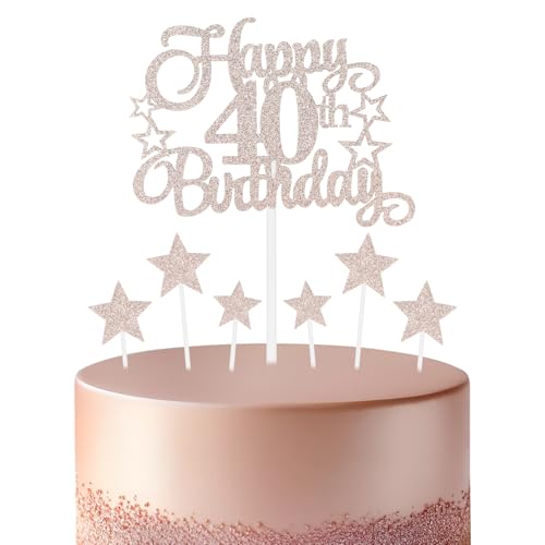 Rotgoldener Geburtstagskuchenaufsatz, festliche und jede Party Nummer 40, Kuchendekoration, für Mann und Frau, Geburtstagsdekoration Rotgoldener Geburtstagskuchenaufsatz, festliche und jede Party Nummer 40, Kuchendekoration, für Mann und Frau, Geburtstagsdekoration von mciskin