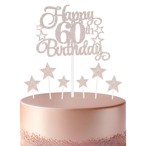 Rotgoldener Geburtstagskuchenaufsatz, festliche und jede Party Nummer 60, Kuchendekoration, für Mann und Frau, Geburtstagsdekoration Rotgoldener Geburtstagskuchenaufsatz, festliche und jede Party Nummer 60, Kuchendekoration, für Mann und Frau, Geburtstagsdekoration von mciskin