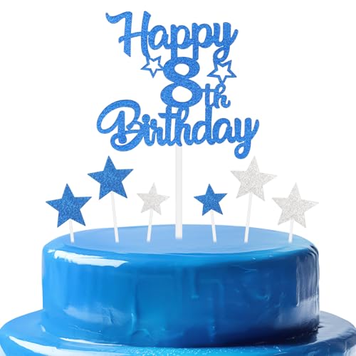 mciskin Dekoration zum 8. Geburtstag für Jungen, personalisierbar, Cupcake-Topper zum 8. Geburtstag, glitzernd, königsblau, für Mädchen, Jungen, Frauen, Männer, Partyzubehör, Dekoration mciskin Dekoration zum 8. Geburtstag für Jungen, personalisierbar, Cupcake-Topper zum 8. Geburtstag, glitzernd, königsblau, für Mädchen, Jungen, Frauen, Männer, Partyzubehör, Dekoration von mciskin