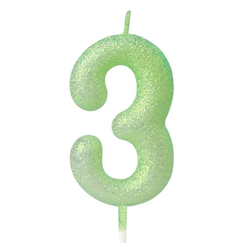 mciskin Fluoreszierende grüne Kerzen für Kuchen, glitzernde Macaron-Kerzen, Geburtstagsdekoration für Mädchen, Jungen, fluoreszierende, grüne Kuchendekoration für Party, Babyparty, Hochzeitszubehör von mciskin