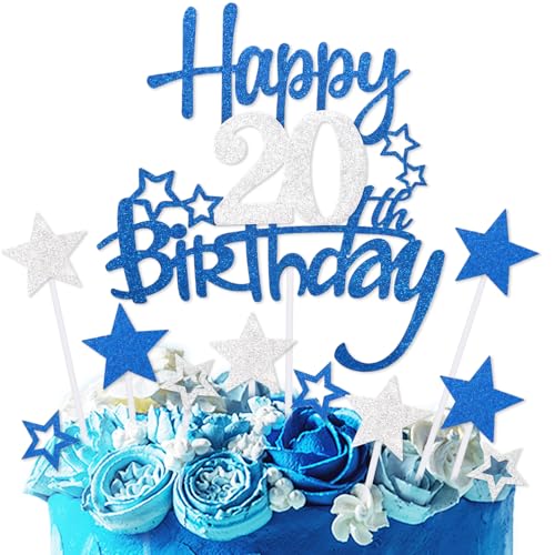 mciskin Kuchendekoration zum 20. Geburtstag, Dekoration für Jungen, personalisierbar, königsblauer Glitzerstern, Cupcake-Topper für Mädchen, Jungen, Frauen, Männer, Party-Dekorationen mciskin Kuchendekoration zum 20. Geburtstag, Dekoration für Jungen, personalisierbar, königsblauer Glitzerstern, Cupcake-Topper für Mädchen, Jungen, Frauen, Männer, Party-Dekorationen von mciskin