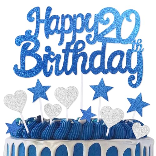 mciskin Königsblau zum 20.Geburtstag Kuchentopper,Jungen und Mädchen 20.Geburtstag Dekoration, personalisierbar Kuchentopper mit Herz-Stern für Mädchen,Jungen, Frauen, Männer, Birthday Partyzubehör mciskin Königsblau zum 20.Geburtstag Kuchentopper,Jungen und Mädchen 20.Geburtstag Dekoration, personalisierbar Kuchentopper mit Herz-Stern für Mädchen,Jungen, Frauen, Männer, Birthday Partyzubehör von mciskin