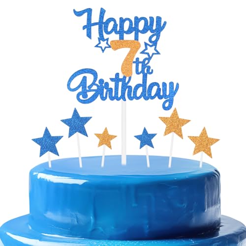 mciskin Partydekorationen zum 7. Geburtstag, königsblau und orange, für Jungen, personalisierbar, glitzernd, orangefarben, Cupcake-Topper für Mädchen, Partyzubehör mciskin Partydekorationen zum 7. Geburtstag, königsblau und orange, für Jungen, personalisierbar, glitzernd, orangefarben, Cupcake-Topper für Mädchen, Partyzubehör von mciskin