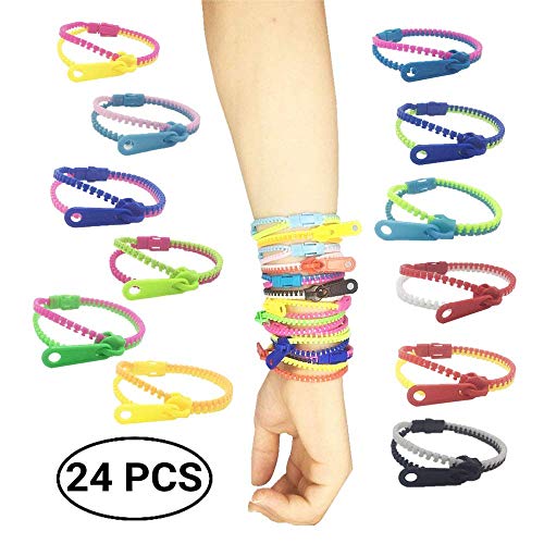 mciskin Zappeln Sie Reißverschluss-Armbänder,Reißverschluss Armbänder | Freundschaft Zip Armbänder, Zappeln Spielzeug, Kids Party Favor, Kleine Preise(24 Stück,zufällige Farbe) von mciskin