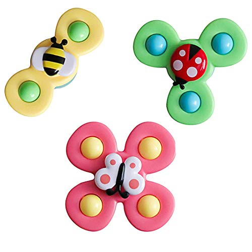 mciskin sensorisches Baby-Spielzeug, sicheres interessantes Tisch-Saugnapf, Gameplay, Baby-Badespinner, mit drehbarem Saugnapf (3 Stück) (Insekten) von mciskin