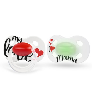 Medela Baby Schnuller Day & Night 0-6 Monate DUO Signature 2 Stück in weiß, rot von medela baby
