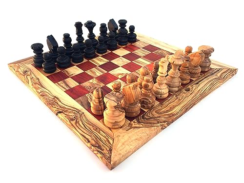 Schachspiel gerade Kante Gr. wählbar S/M/L/XL Inklusive 32 Schachfiguren Schach Schachspiel handgefertigt aus Olivenholz (XL) von medina mood