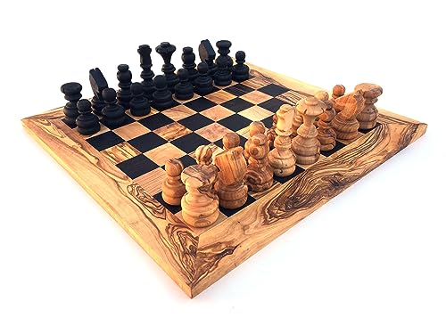 Schachspiel gerade Kante Größe wählbar L/XL Inklusive 32 Schachfiguren Schach Schachspiel handgefertigt aus Olivenholz Wenge (XL) von medina mood