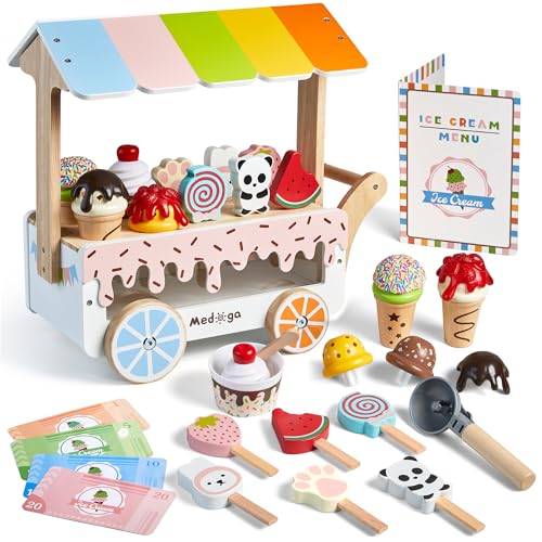 Holz Eiswagen Spielzeug Spielset mit Eiscreme Spielzeug Pretend Play Food Truck Play Küchenzubehör mit Eis am Stiel & Schaufel & Menü Holzspielzeug Geschenk für 3 4 5 6 7 8 Jahre alte Mädchen Jungen Holz Eiswagen Spielzeug Spielset mit Eiscreme Spielzeug Pretend Play Food Truck Play Küchenzubehör mit Eis am Stiel & Schaufel & Menü Holzspielzeug Geschenk für 3 4 5 6 7 8 Jahre alte Mädchen Jungen von medoga
