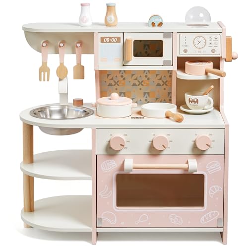 Kleinkind-Spielküche, Holzspielzeug, Kinderküchen-Spielset mit Kaffeemaschine, Spielfutter, Küchenzubehör, Kochset, Geschenk für Mädchen und Jungen, Alter 3, 4, 5, 6 Jahre Kleinkind-Spielküche, Holzspielzeug, Kinderküchen-Spielset mit Kaffeemaschine, Spielfutter, Küchenzubehör, Kochset, Geschenk für Mädchen und Jungen, Alter 3, 4, 5, 6 Jahre von medoga