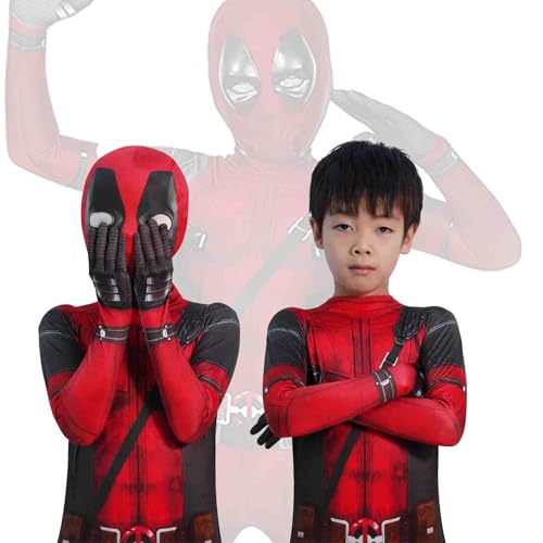 meec 2024 Halloween Heroes Jumpsuit Cosplay Costume 3D Print Bodysuit Heroes Jumpsuit Outfit with Headwear for Boys Outfits with Headwear Cosplay Costume Bodysuit for Kids Boys (150) von meec
