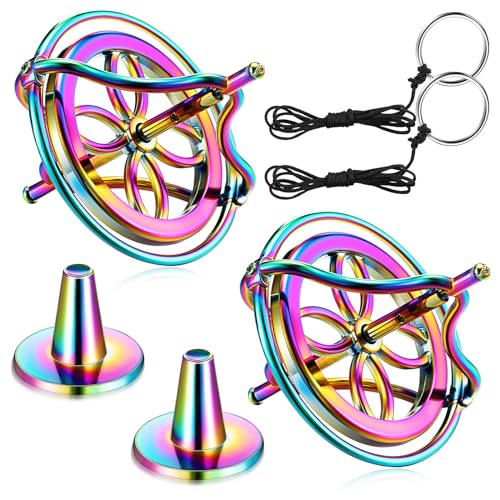 meekoo 2 Packung Metall Anti-Schwerkraft Gyroskop Bunte Spinnen Top Gyroskop Balance Spielzeug Pädagogisches Geschenk von meekoo