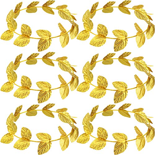 meekoo 6 Stück Halloween Toga Stirnband Römischer Kranz Griechische Krone Kopfschmuck Goldblatt Krone Stirnband Lorbeerkranz Toga Kostüm Kopfschmuck für Männer Frauen Toga Party Accessoires von meekoo