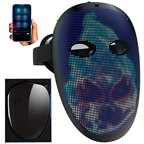 LED Maske mit HD WIFI Video Programmierbarem,Coole Led Elektronische Digitale Licht Up Gesichts Masken für Halloween Rave Maskerade Party von megoo