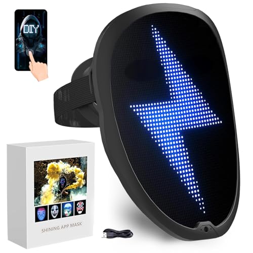 megoo Led Maske mit Bluetooth Programmierbar,Led Masken mit Gestenerkennung,Voll Gesichts Led-Maske für Karneval Halloween Cosplay Party Kostüm Maskerade von megoo