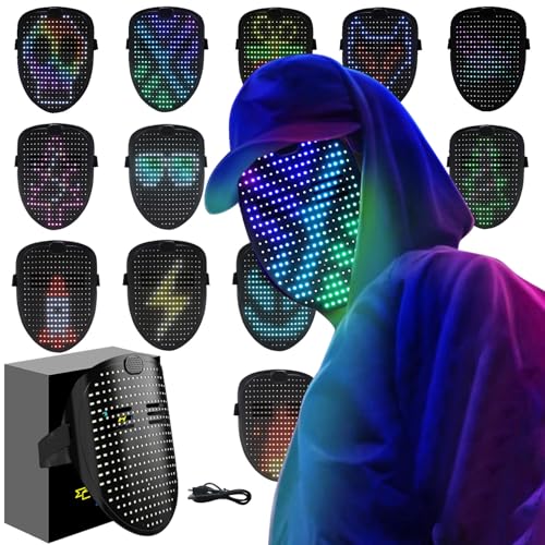 megoo Led Maske mit Geste Sensing Transforming,Led Elektronische Digital Light Up Glow Maske für Halloween Rave Maskerade Karneval Kostüm Cosplay DJ Party,Coolste Led Masken Für Kinder Erwachsene von megoo