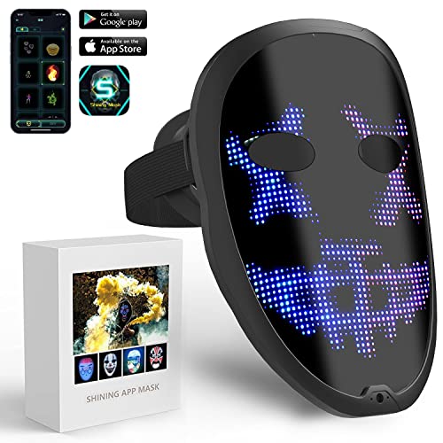 megoo Led Maske mit Bluetooth Programmierbar,Led Masken mit Gestenerkennung,Led Leuchtende Maske für Karneval Halloween Cosplay Party Kostüm Maskerade,Coolest Voll Gesichts Led Mask von megoo
