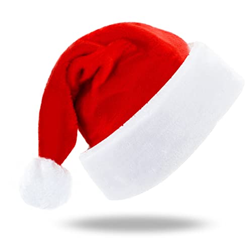 meioro Weihnachtsmütze Weiche Plüsch Weihnachtsmützen, Luxus Holiday Klein Santa Hut für Kind Jugendlicher Neujahr Kopfbedeckung Dekoration Christmas Hat (Kind, Rot) von meioro