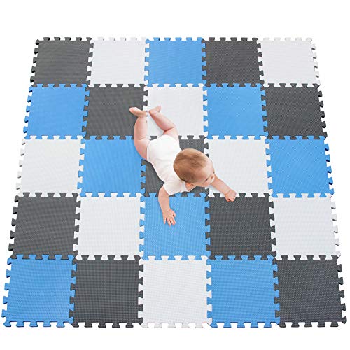 meiqicool Puzzlematte | Sanfte Baby-Bodenmatte | Kinderspielteppich Spielmatte Spielteppich Schaumstoffmatte Kinderteppich 142 x 142 cm Schutzmatte 25 Stück AGL von meiqicool