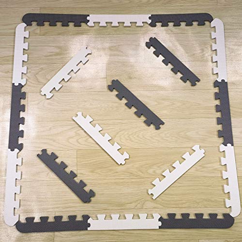 meiqicool Puzzlematte Spielmatte Spielteppich Schaumstoff Puzzle Kante, Marke 30x30x1cm 18 Set Puzzlematte (18 Kante) Weiß und Grau ZAL18 von meiqicool