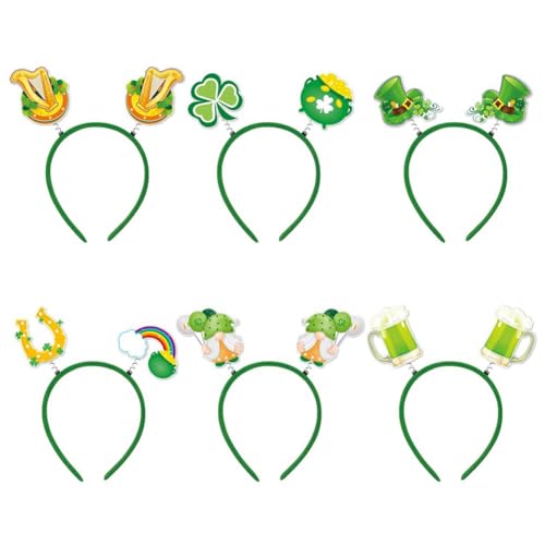 meiyan 6-Teilige St. 'S Day-Stirnband-Dekoration für Kinder und Erwachsene, Niedlicher Zwerg-Haarschmuck, Kostüm-Requisite, Party-Dekoration, Zubehör, Grün von meiyan