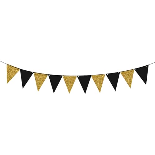 meiyan im Nahen Osten, Geburtstag, Abschlussfeier, Schwarz-Goldene Dreiecksflagge, Party-Hintergrund, Banner-Dekoration von meiyan
