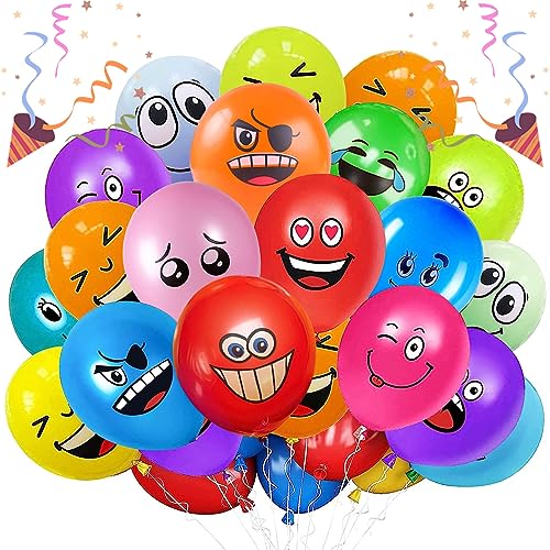 100pcs Smiley Luftballons Emotion Latex Luftballons 12 Zoll Luftballons Smiley Bunt Niedlich Lustige Luftballons Geburtstag Verschiedene Miene Laune Ballons für Geburtstag Party Deko von mellystore