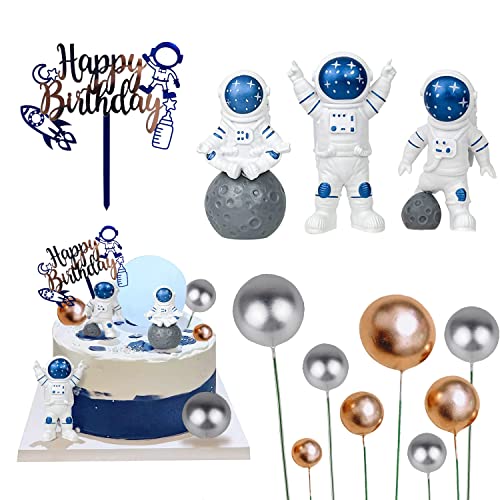 Astronauten Tortendeko 12 Stück Astronaut Geburtstag Deko Weltraum Kindergeburtstag Tortendeko Kugeln Weltraum Cupcake Toppers für Kinder Geburtstag Party Torte Deko Supplies,Kuchen Deko von mellystore