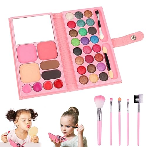 Kinderschminke Set Mädchen,Kinder Schminkpalette,Kinder Make Up Set Mädchen mit Bürsten,Make-Up Palette,Schminke Kinder für Prinzessin Rollenspiel, Halloween, Weihnachten, Geburtstag von mellystore