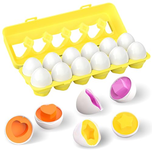 Passende Eier Spielzeug 12PCS Eier Spielzeug Kinder Montessori Spielzeug Eier Matching Eggs Puzzle Motorik Eier Farben Und Formen Sortieren Von Feinmotorik Set Osterei für Kinder Kleinkinder von mellystore