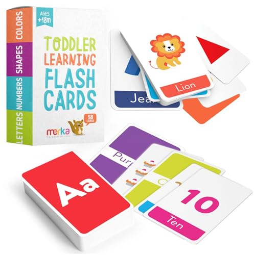 merka Kleinkind-Lernkarten, Alphabet-Lernkarten für Kleinkinder, Set mit 58 Buchstaben, Farben, Formen und Zahlen, Lernspielzeug, pädagogische Vorschul-Kleinkind-Lernkarten merka Kleinkind-Lernkarten, Alphabet-Lernkarten für Kleinkinder, Set mit 58 Buchstaben, Farben, Formen und Zahlen, Lernspielzeug, pädagogische Vorschul-Kleinkind-Lernkarten von merka